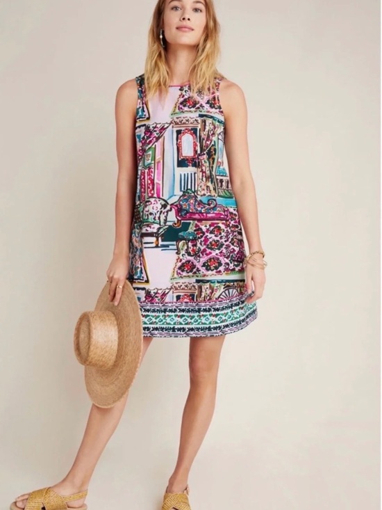 Anthropologie Dresses & Skirts - Anthropologie Mini Amelia Shift Dress Printed Swing Dress Size M